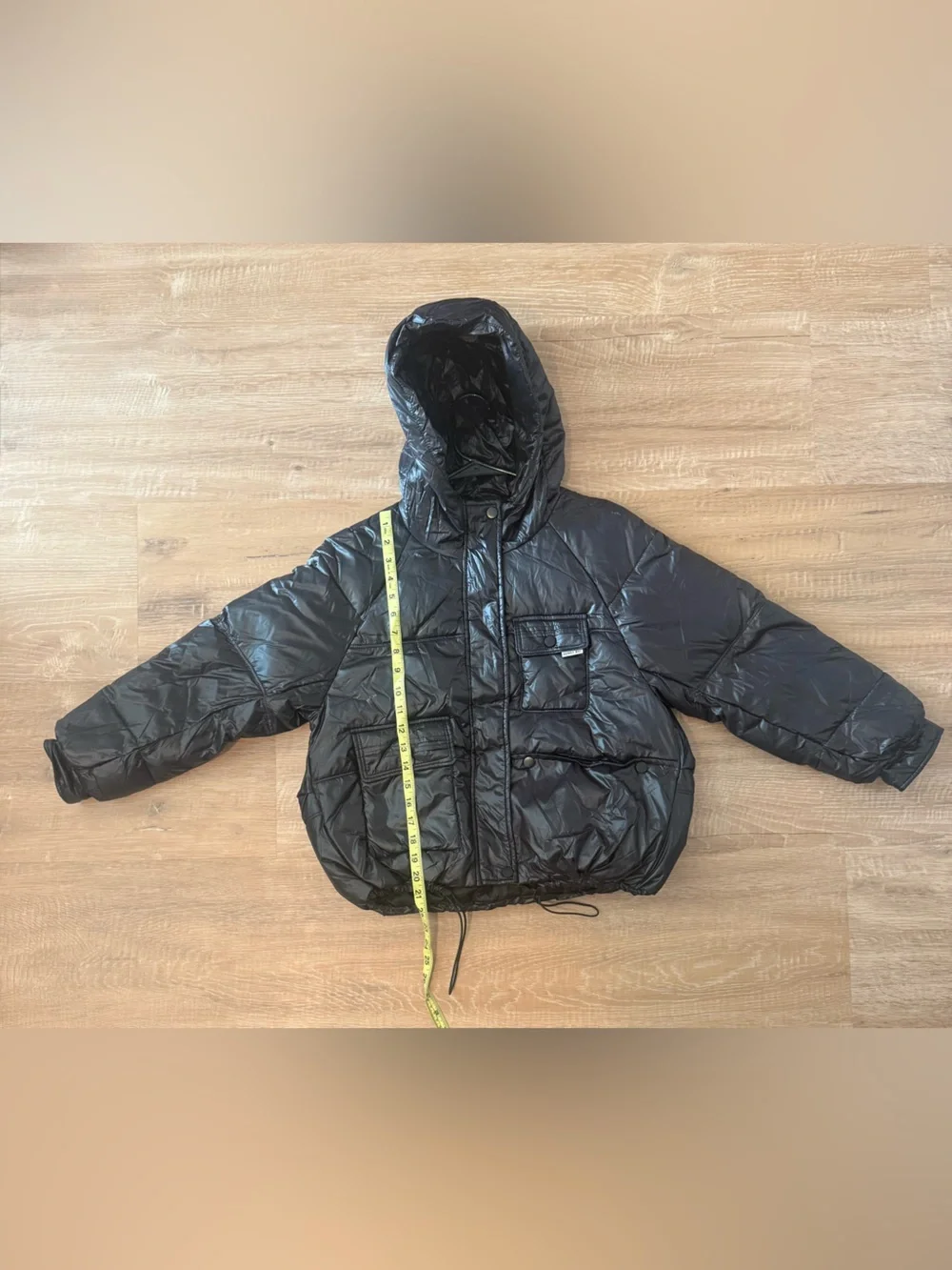 Black Quilted Hooded Puffer Jacketed NWOT